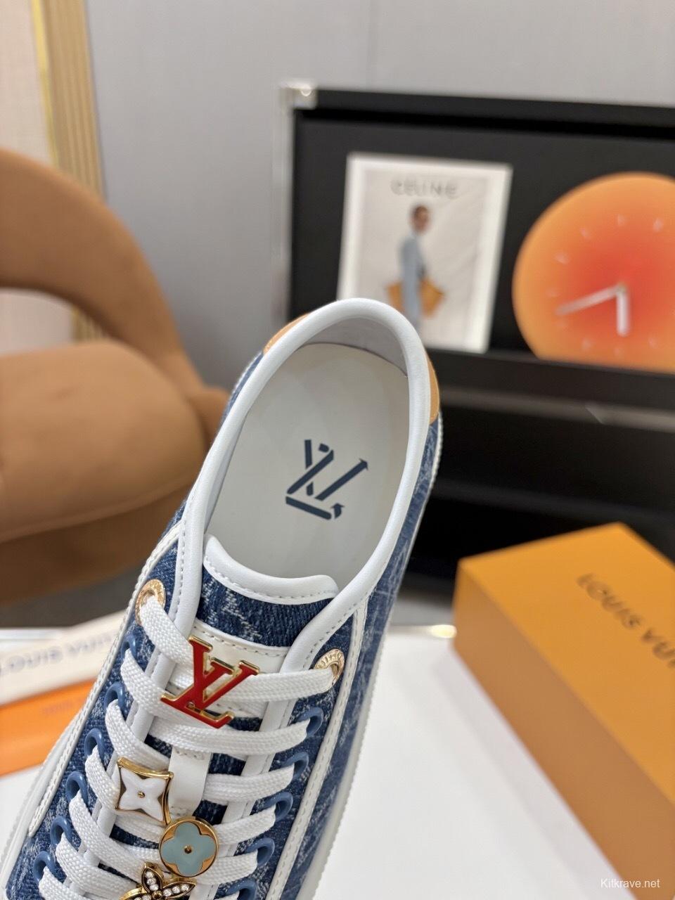 Louis Vuitton Lagoon Series Monogram Denim Sneakers with Leather Accents - AS00300
