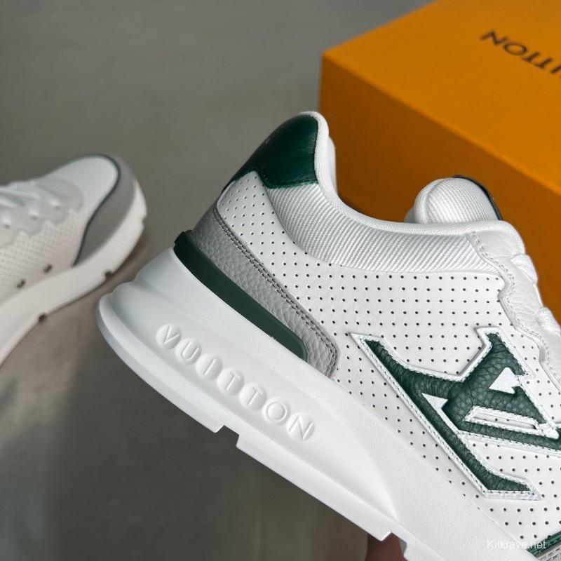 Lv Classic Leather Round Toe Lace-Up Low Top Casual Shoes - YC