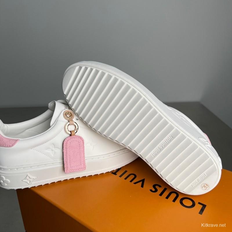 Louis Vuitton Takashi Murakami Time Out Cherry Blossom Leather Flat Low-Top Sneakers - YC