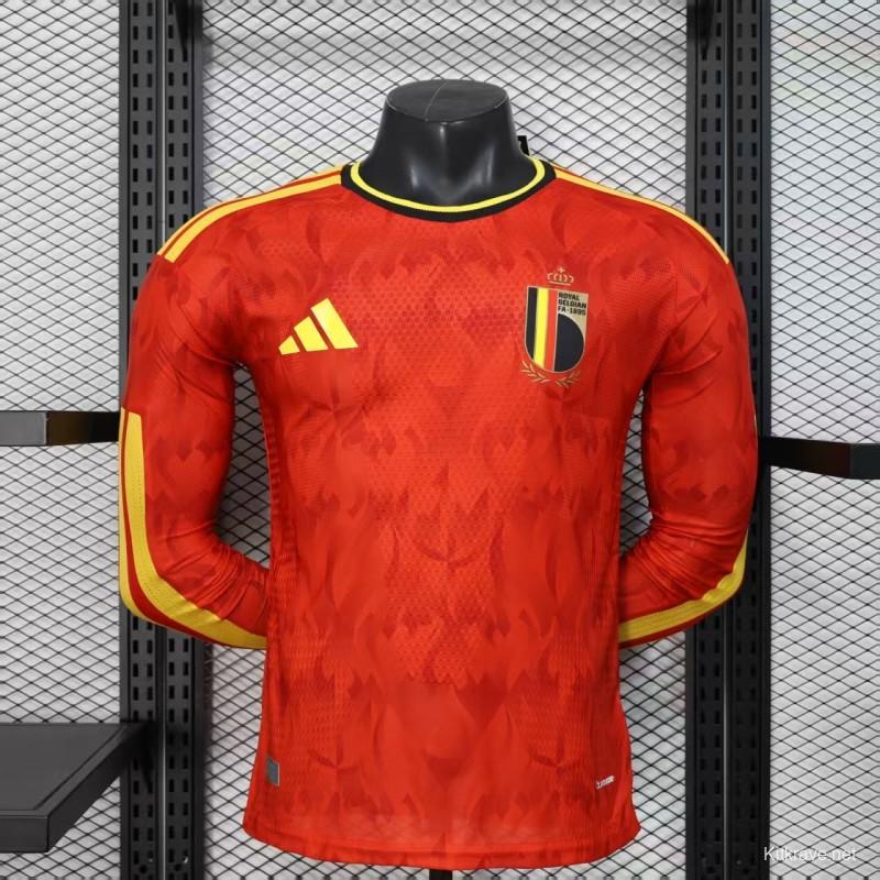 Player Version 2026 Belgium Home Red Long Sleeve Jersey