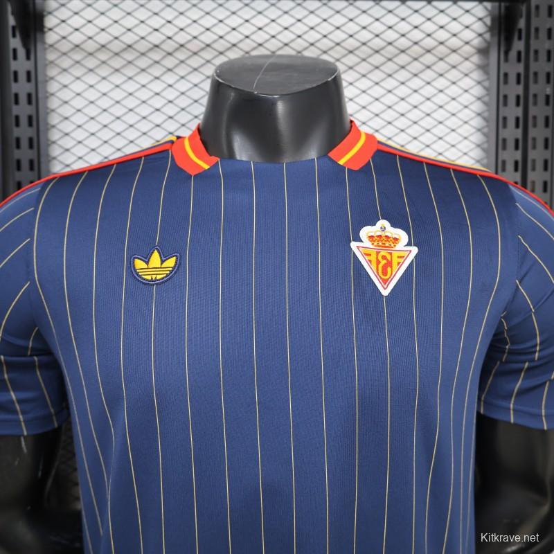2026 Player Version Spain Navy Blue with Thin Yellow Pinstripes Jersey