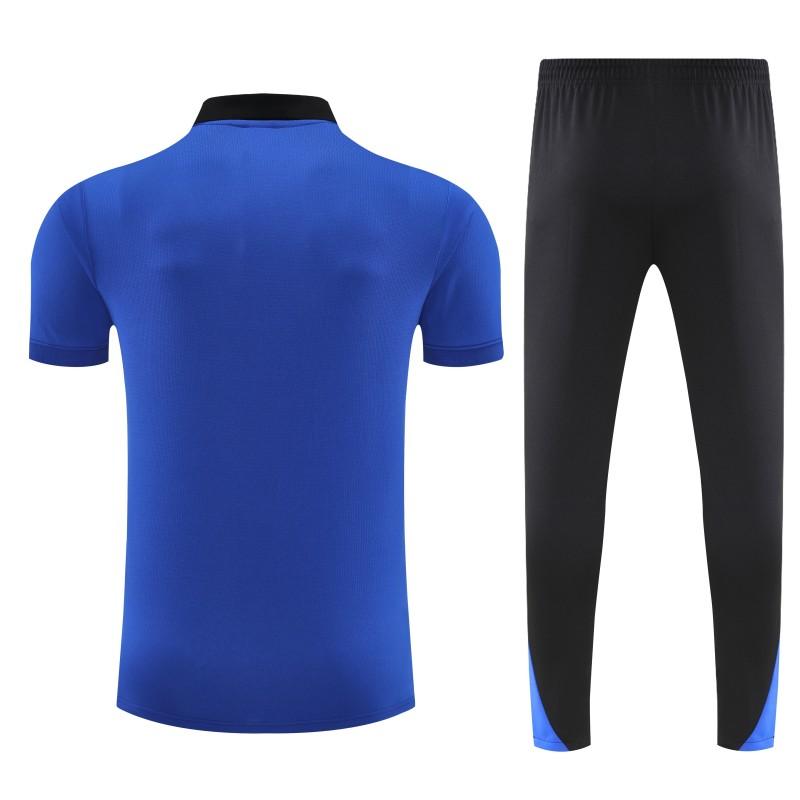 26/27  Inter Milan Blue Polo Training Shirt + Black Long Pants Tracksuit