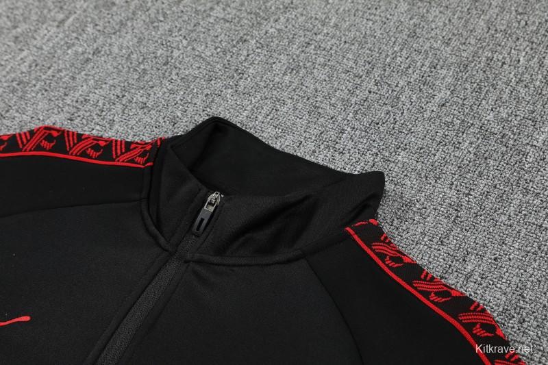 25/26 AC Milan Black Full Zipper Jacket Tracksuit + Long Pants