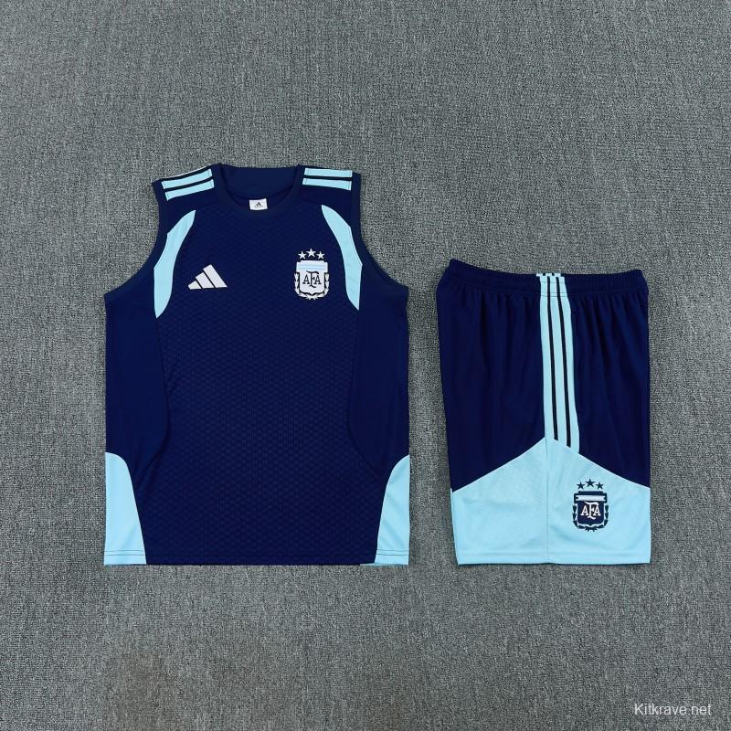 26/27 Argentina Navy Blue Sleeveless Training Vest +Soccer Shorts