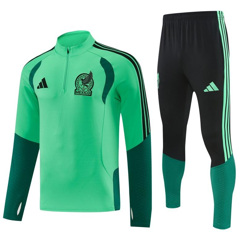 26/27  Mexico Green Half Zipper Jacket Tracksuit  + Long Pants