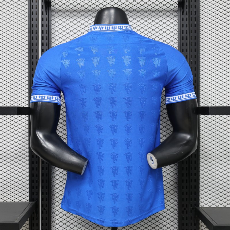 Player Version 26/27 Manchester United Blue with All-Over Devil Jacquard Pattern Jersey