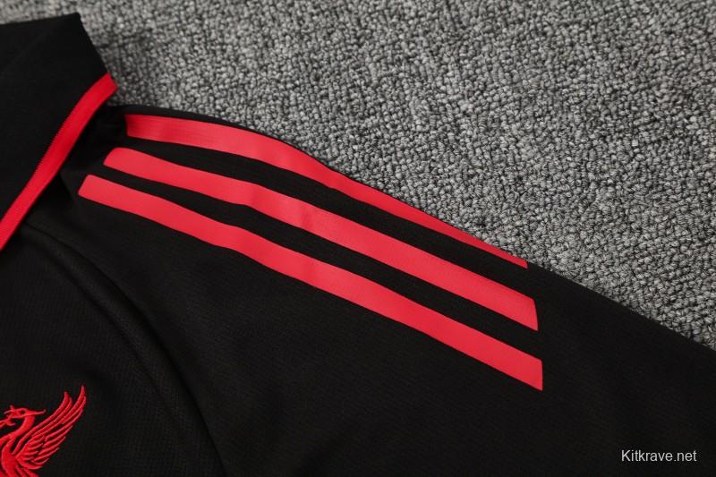 26/27 Liverpool Black Polo Training Shirt + Long Pants Tracksuit