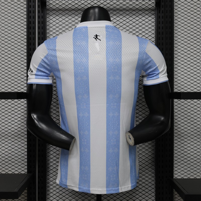 Player Version 2027 Argentina Home White & Light Blue Stripe Maradona Tribute Jersey