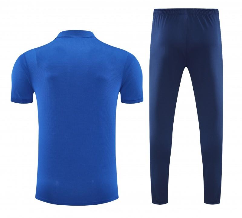 26/27  Atletico Madrid Blue  Polo Training Shirt + Long Pants Tracksuit