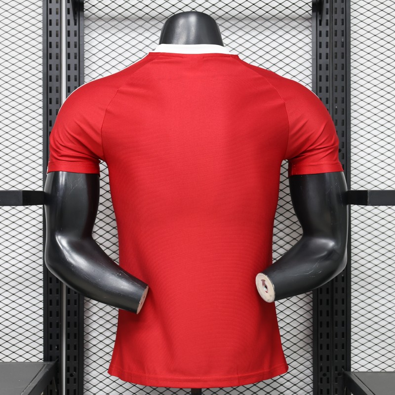 Player Version 26/27 Manchester United Red with White Three-Stripe Shoulders Jersey