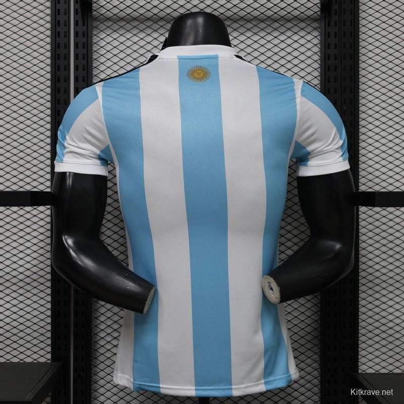 Player Version 2027 Argentina Home White & Light Blue Stripes with FIFA World Cup Champion Badge Jersey