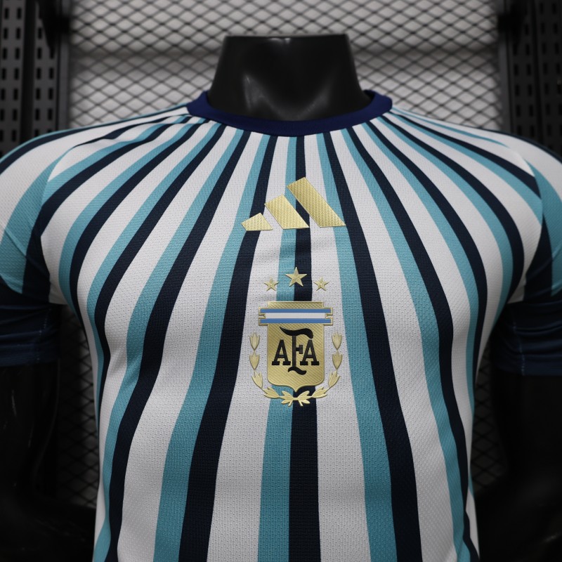 Player Version 2026 Argentina White Light Blue Dark Blue Radial Stripe Special Edition Jersey
