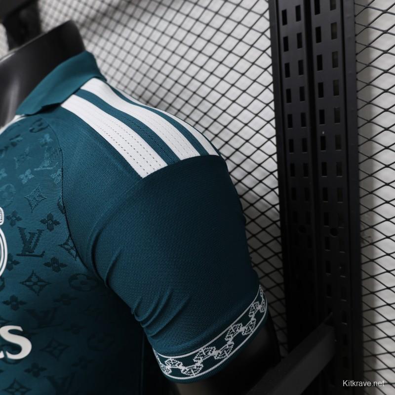 Player Version 2026 Real Madrid × Louis Vuitton Teal LV Monogram Adidas Collab Special Edition Jersey
