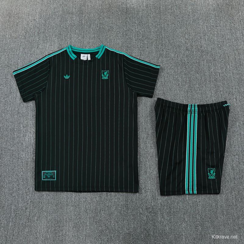 26/27  Liverpool  Black Short Sleeve+Soccer Shorts