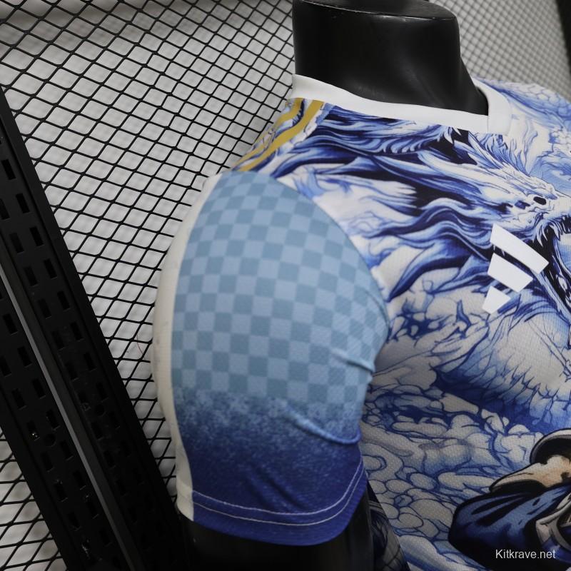 Player Version 2026 Japan Adidas Special Edition "Samurai Blue Dragon" Full Sublimation White Jersey