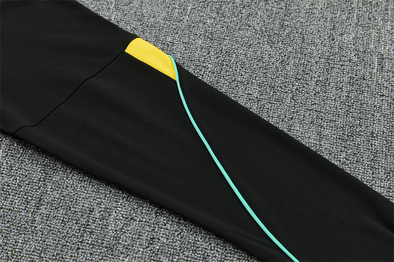 2026 Brazil Black & Yellow Half Zipper Jacket Tracksuit + Long Pants