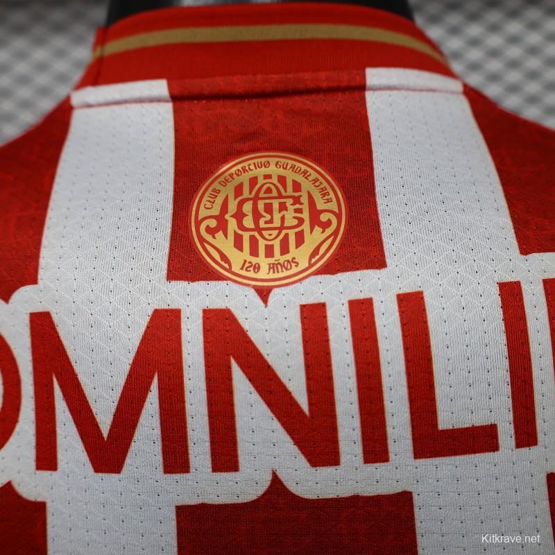 Player Version 26/27 Chivas de Guadalajara Red & White Stripes Home Jersey