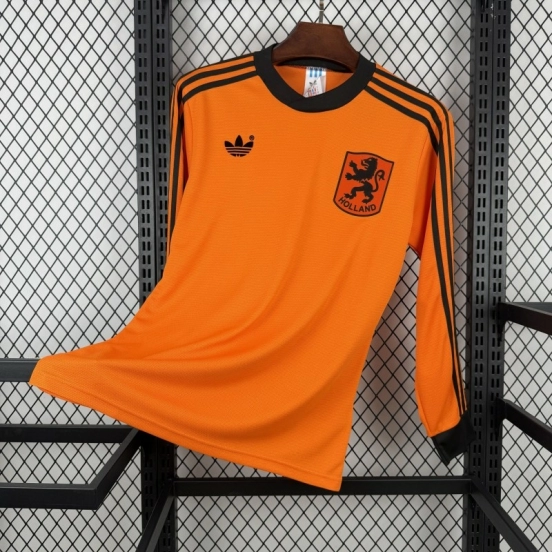 1980 Retro Netherlands Home Long Sleeve Jersey