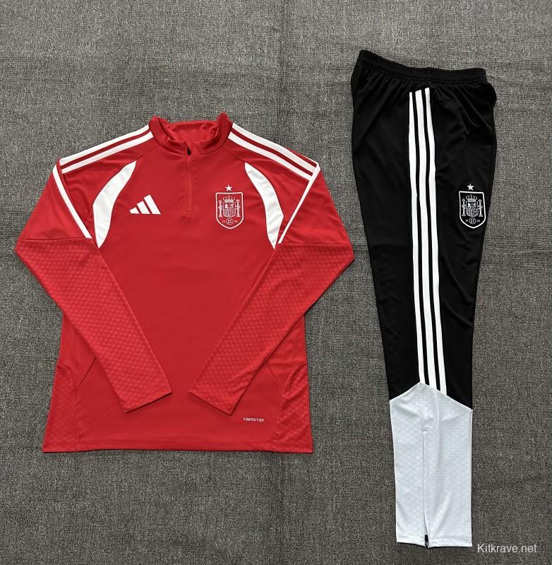 2026 Kids Spain Red Half Zipper Jacket Tracksuit + Long Pants