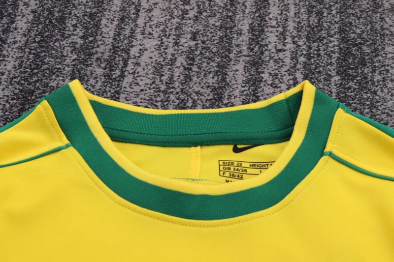 Retro Kids 1998 Brazil Home Long Sleeve Jersey