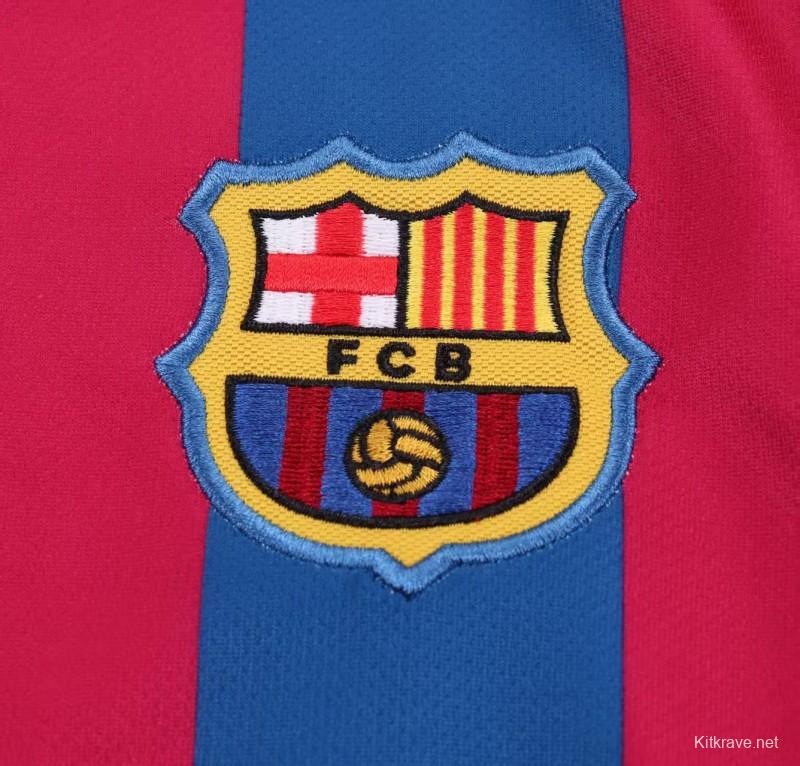 Retro Kids 05/06 Barcelona Home League Version Long Sleeve Jersey
