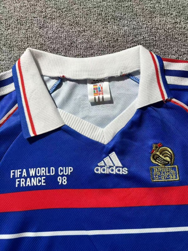 Retro Kids 1998 France Home Long Sleeve Jersey