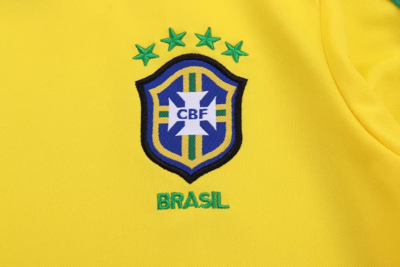 Retro Kids 1998 Brazil Home Long Sleeve Jersey