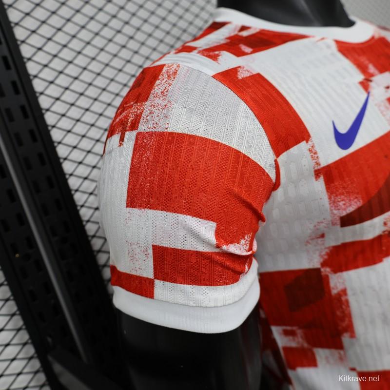 Player Version 2026 Croatia Home Red White with Checkerboard Pattern Jersey
