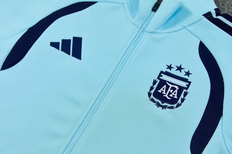 2026 Argentina Sky Blue & Navy Blue Full Zipper Jacket Tracksuit + Long Pants (Home)