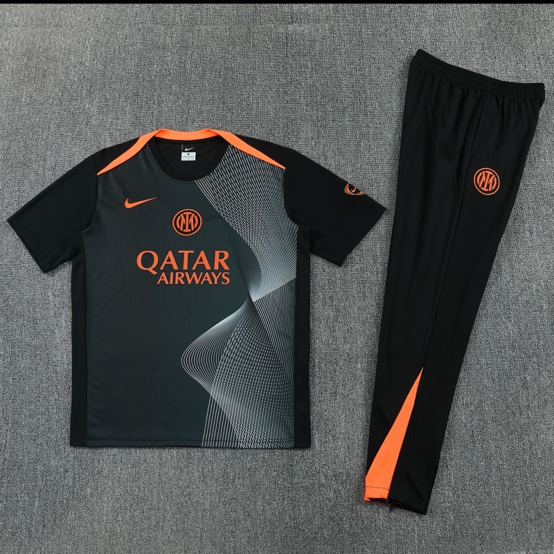26/27 Inter Milan Dark Green with Fluid Wave  Short Sleeve Tracksuit + Long Pants