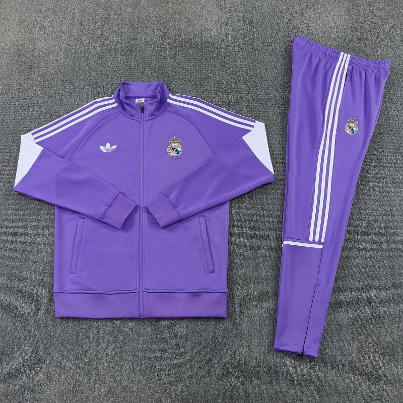 26/27 Real Madrid  Purple Full Zipper Jacket Tracksuit + Long Pants