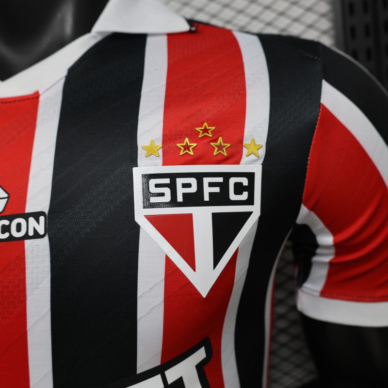 Player Version 26/27 São Paulo FC Away Red & Black Stripe  With White Collar Jersey