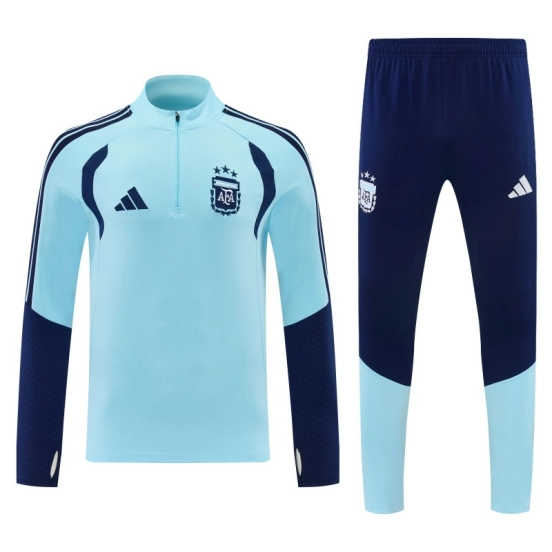 26/27 Argentina Sky Blue & Navy Blue Half Zipper Jacket Tracksuit + Long Pants