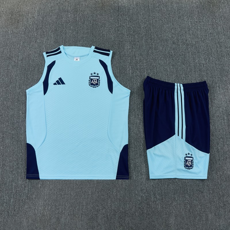 26/27 Argentina Sky Blue Sleeveless Training Vest +Soccer Shorts