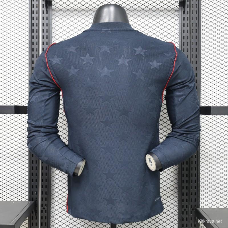 Player Version 2026 USA Navy Blue with Tonal Star  Long Sleeve Away Jersey