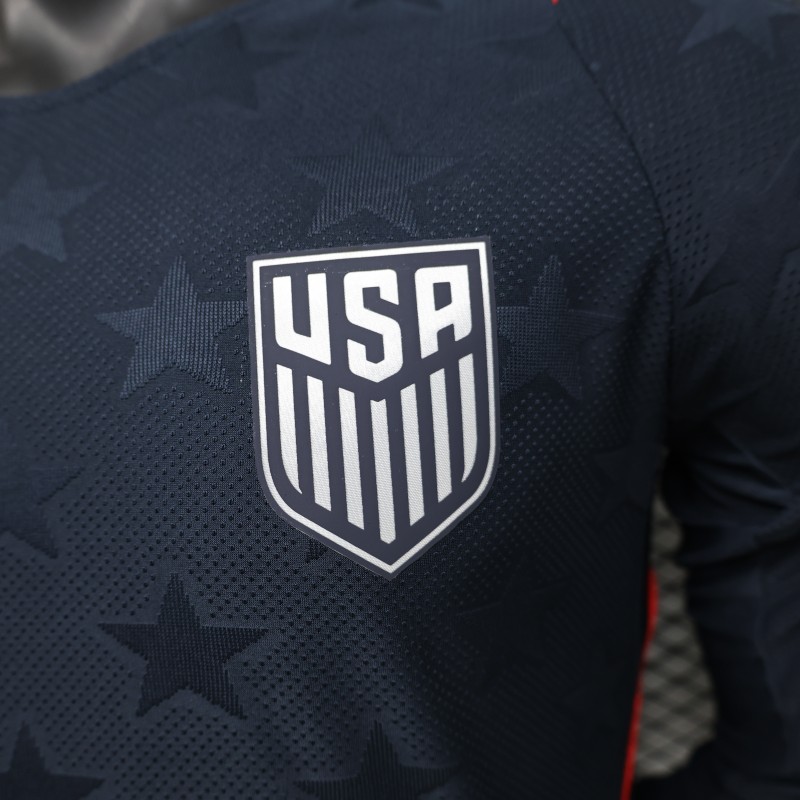 Player Version 2026 USA Navy Blue with Tonal Star  Long Sleeve Away Jersey
