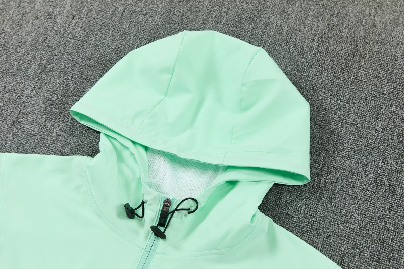 26/27 France Light Green Full Zipper Hooded Jacket Tracksuit + Long Pants