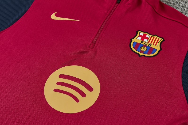 26/27 Barcelona Red & Black Half Zipper Jacket Tracksuit + Long Pants