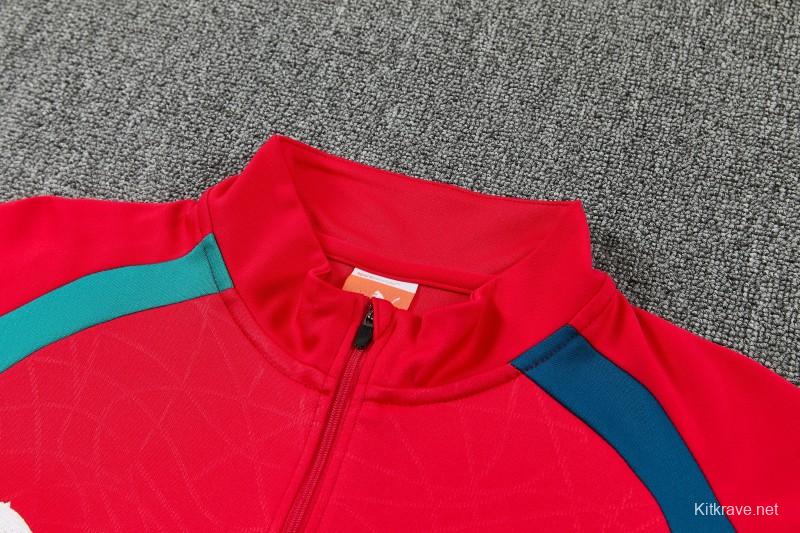 26/27 Portugal Red&Teal Half Zipper Jacket Tracksuit + Long Pants