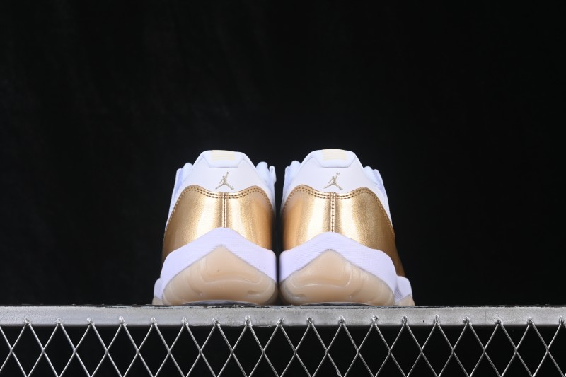 Nike Air Jordan 11 Low Retro Basketball Shoes with Metallic Gold Accents and Carbon Fiber Plate - AH7860-102