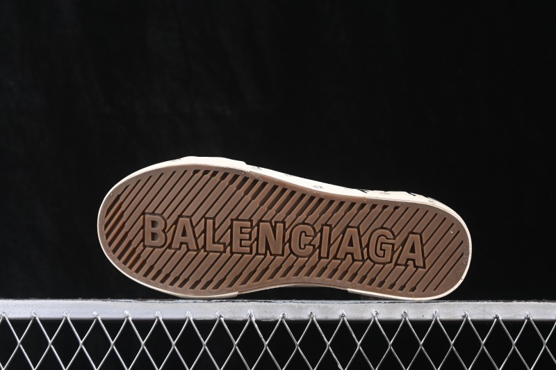 Balenciaga Paris Low Top Lace-Up Sneakers with Distressed Finish - W3RR59010