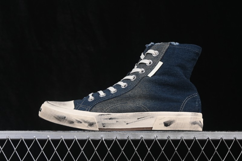 Balenciaga Paris Low Distressed High-Top Lace-Up Fashion Sneakers - W3RCL4090