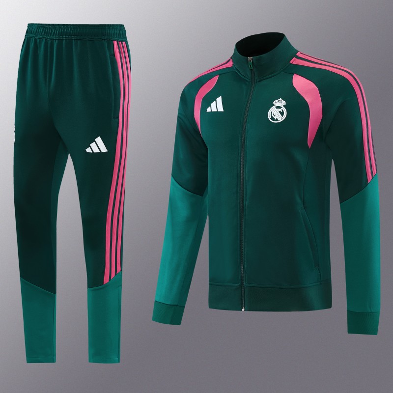 26/27 Real Madrid 02 Dark Green Full Zipper Jacket + Long Pants