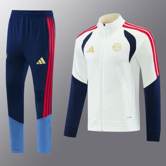 26/27 FC Bayern München 02  White Full Zipper Jacket + Long Pants