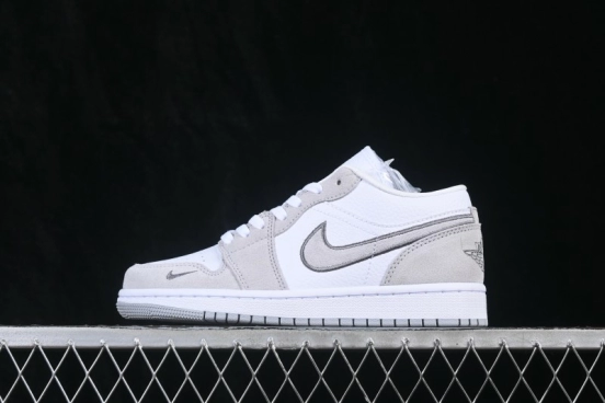 Nike Air Jordan 1 Low AJ1 Embroidered White Grey Low-Top Retro Cultural Basketball Shoes - IX3959-100