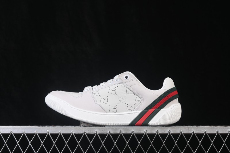 Gucci Primavera Screener Sneakers with Perforated GG Leather and Web Detail - FAGIV9078