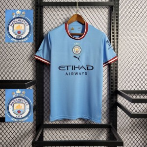 22/23 Manchester City Home Jersey With Treble Winners Patch