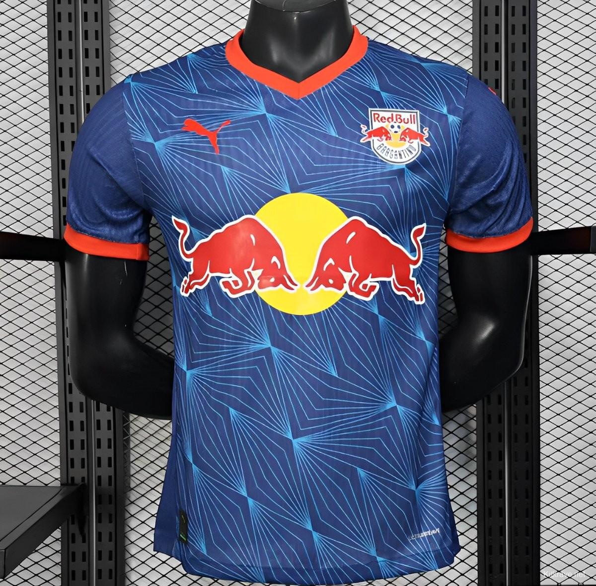 Player Version 25/26 RB Bragantino Blue with Geometric Pattern and Red Bull Logo Jersey