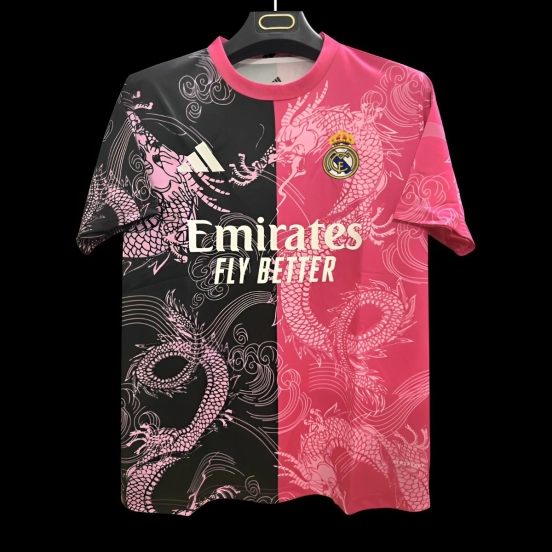 25/26 Real Madrid Pink and Black with Split Dragon Design Jersey