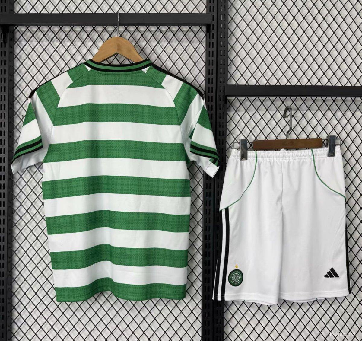 25/26 Kids Celtic Home Jersey With Sponsor